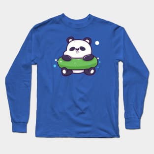 Cute Panda With Swim Ring Long Sleeve T-Shirt